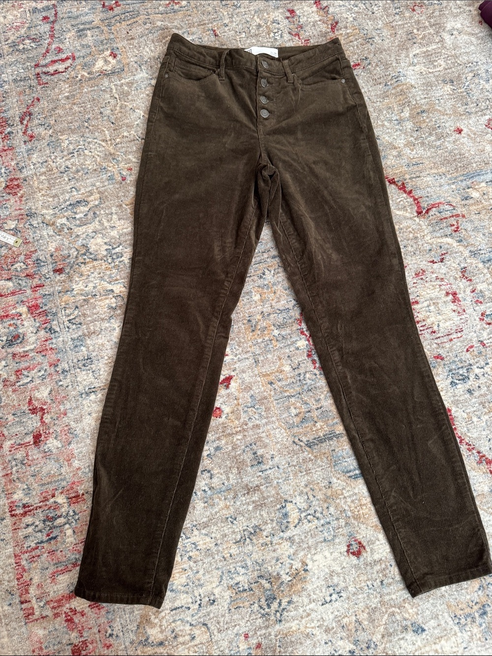 RSQ Women's Manhattan high-rise Dark Brown Corduroy Straight Leg Pants
